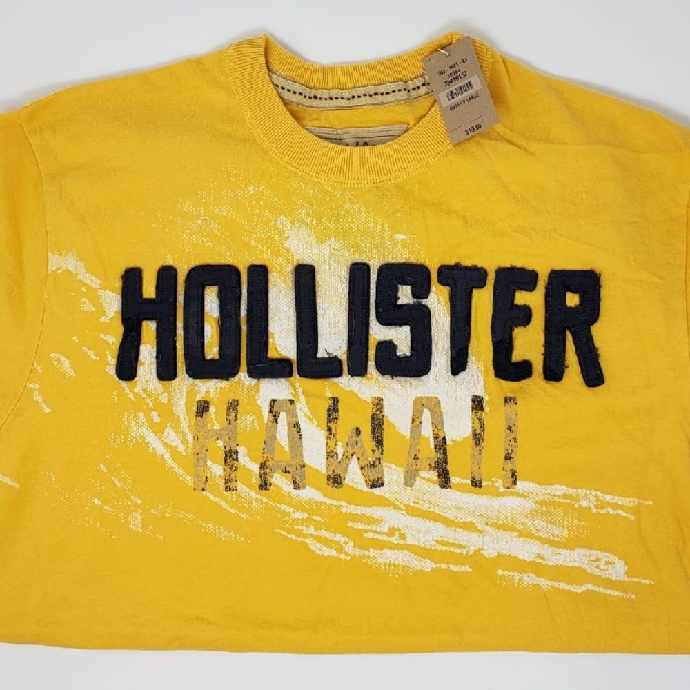 New Hollister t shirt Men's  Cotton Yellow